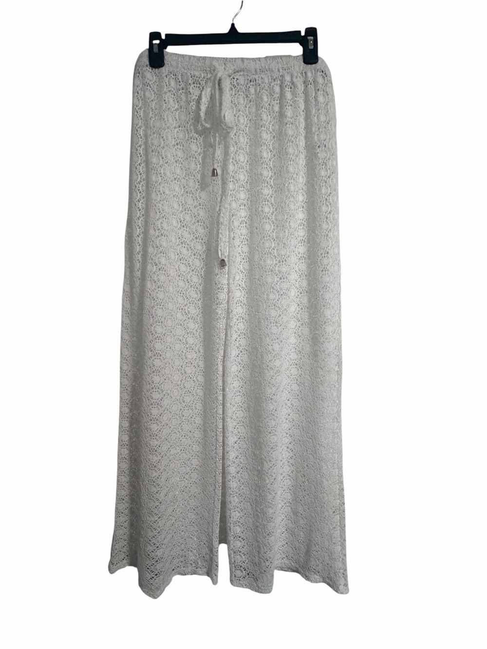 Shore Life White Crochet Beach Pants with Drawstring Waist - L